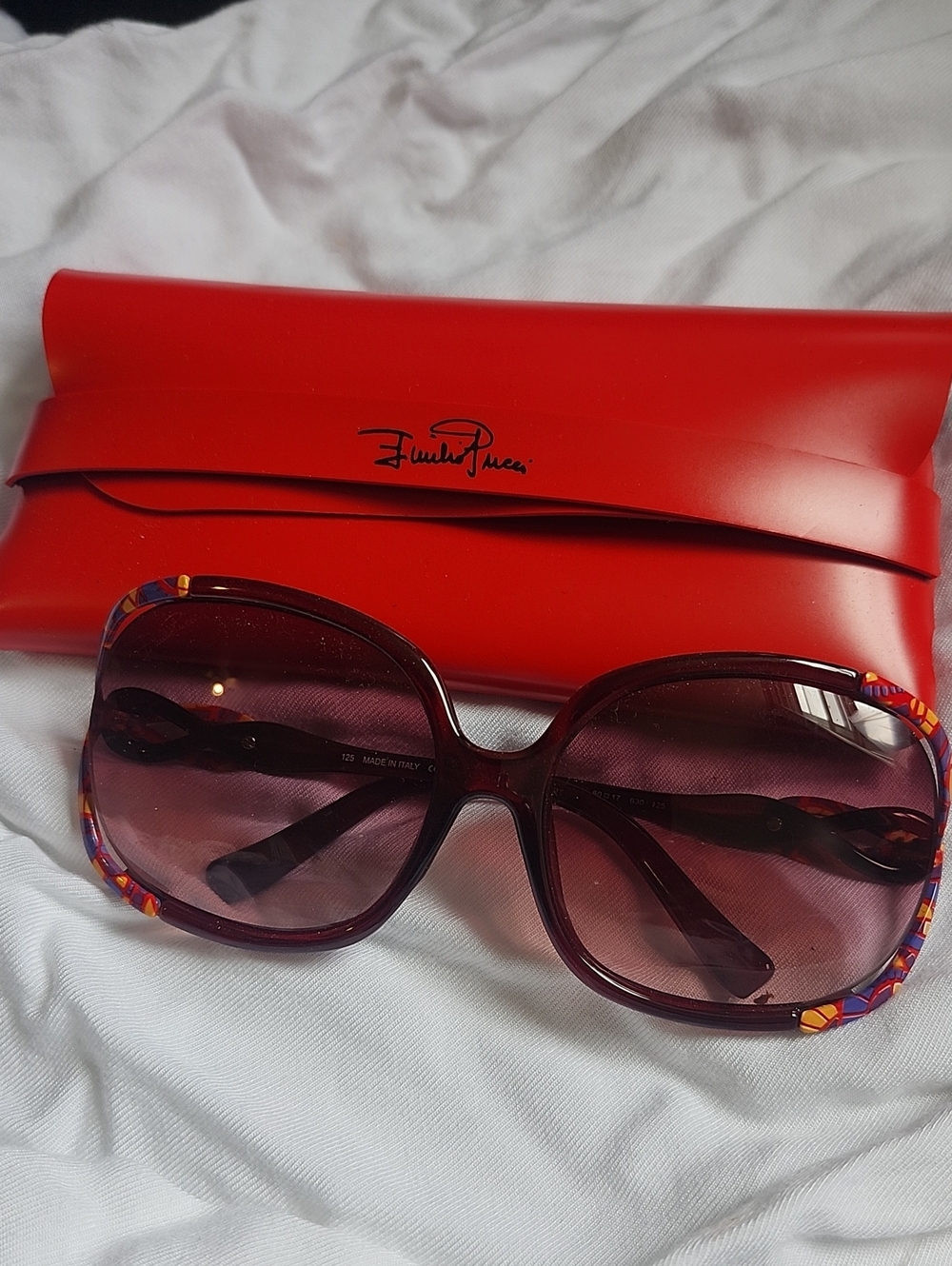 Emilio Pucci Purple Gradient Oversized Sunglasses with Multicolor Corner Accents